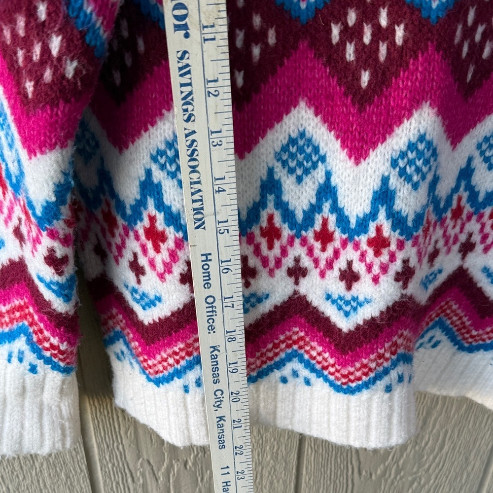LOFT Women's Sweater with Blue and Pink Patterns - Picture 9 of 11